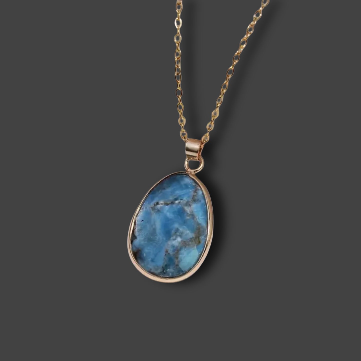 Sodalith Vintage Boho Naturstein-Anhänger-Kette für Damen // H11