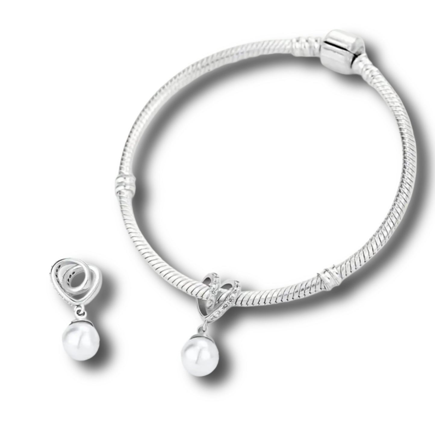 Charm „Luna“ mit Herz & Perle - Kupfer-Anhänger // C12