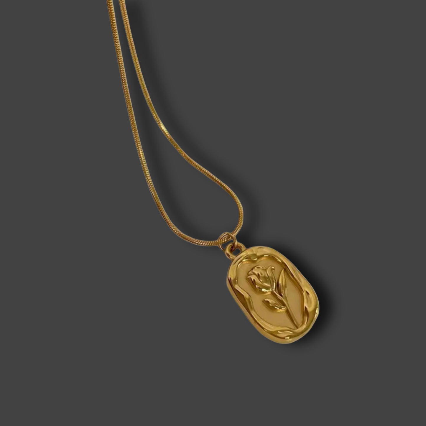 18K Vergoldete Rosenanhänger-Halskette für Damen -GOLD- // H15