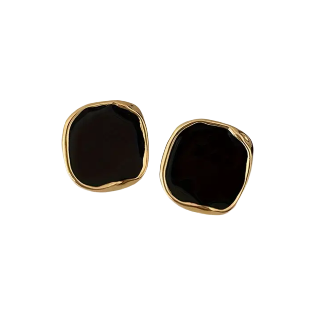 Elegante Schwarze Ohrstecker für Damen // O17