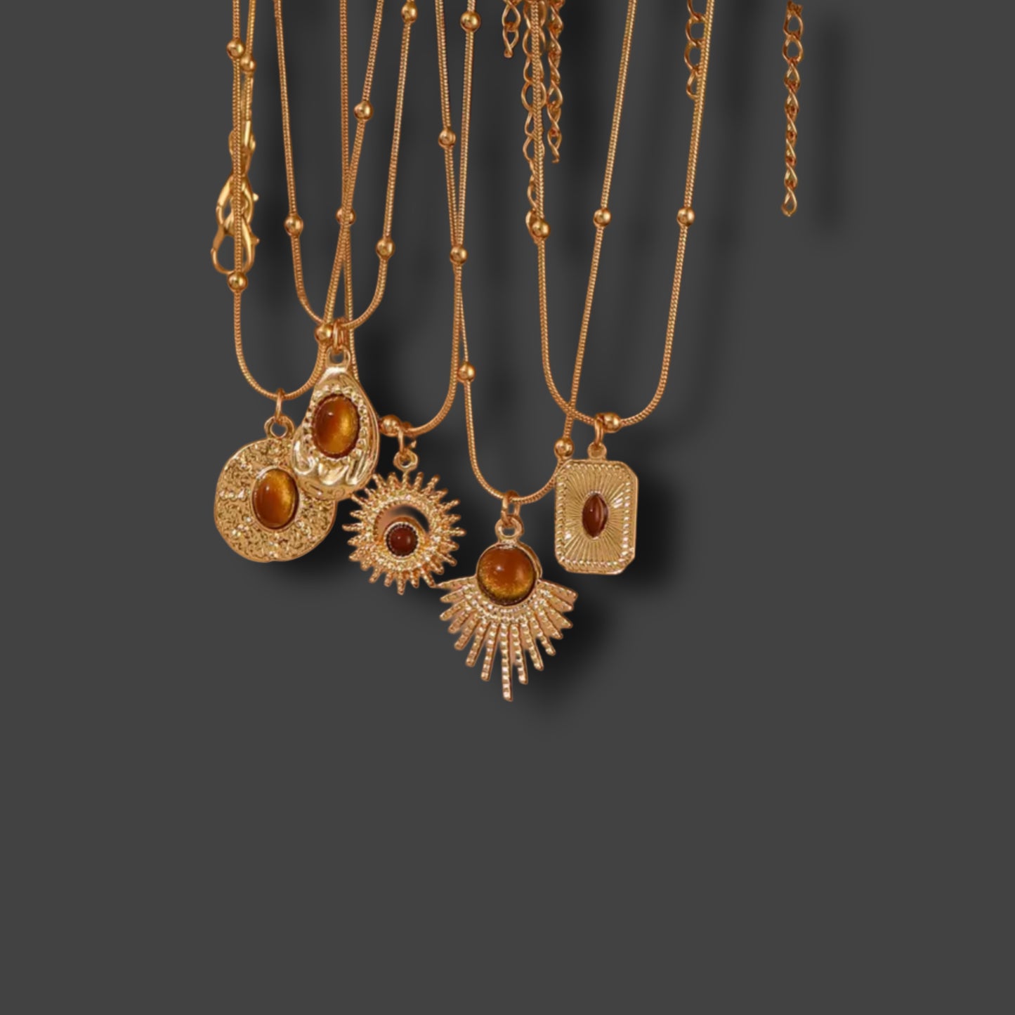 Vintage Karamellbraune Halskette im Boho-Design TROPFEN // H13