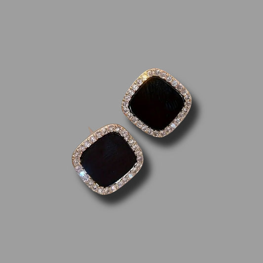 Ohrringe Stone black - Ohrstecker 925 S mit glänzenden Zirkoniasteinen // O11