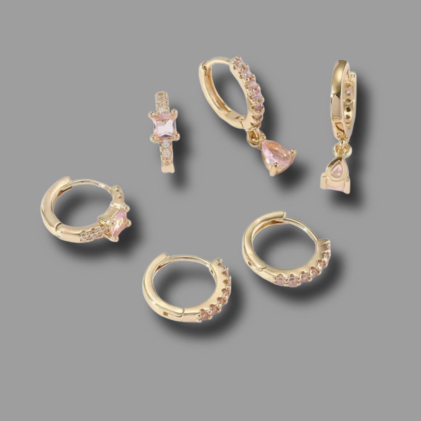 Ohrringe „Luna“ - gold-rosa-Ohrringe mit Zirkoniasteinen // O6