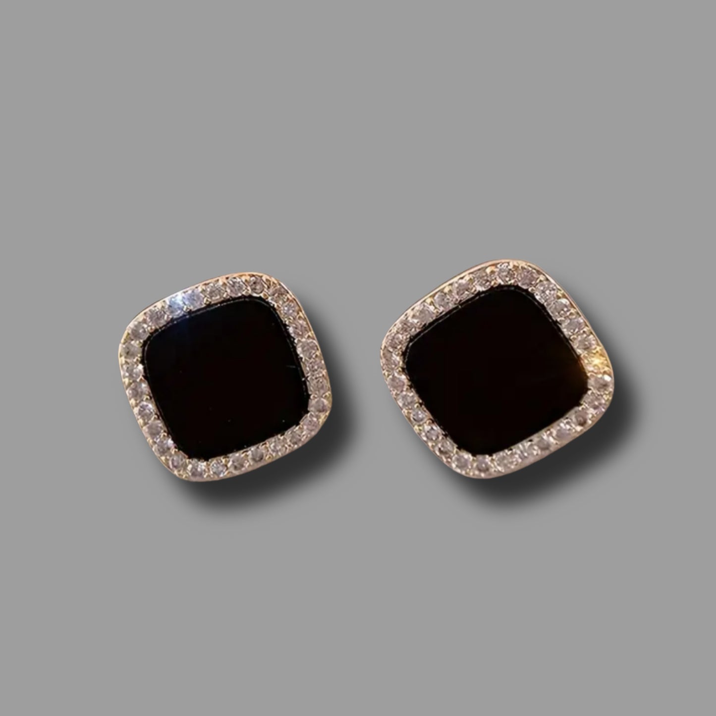 Ohrringe Stone black - Ohrstecker 925 S mit glänzenden Zirkoniasteinen // O11