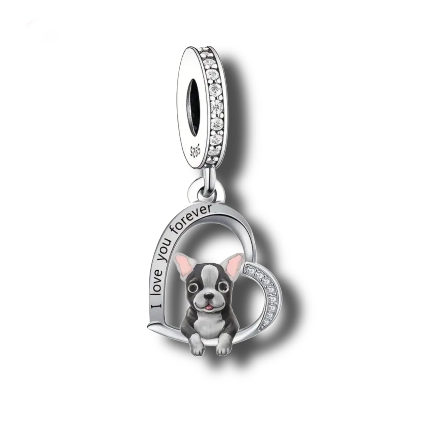 Charm Hund im Herz - 925 Sterling Silber // C8