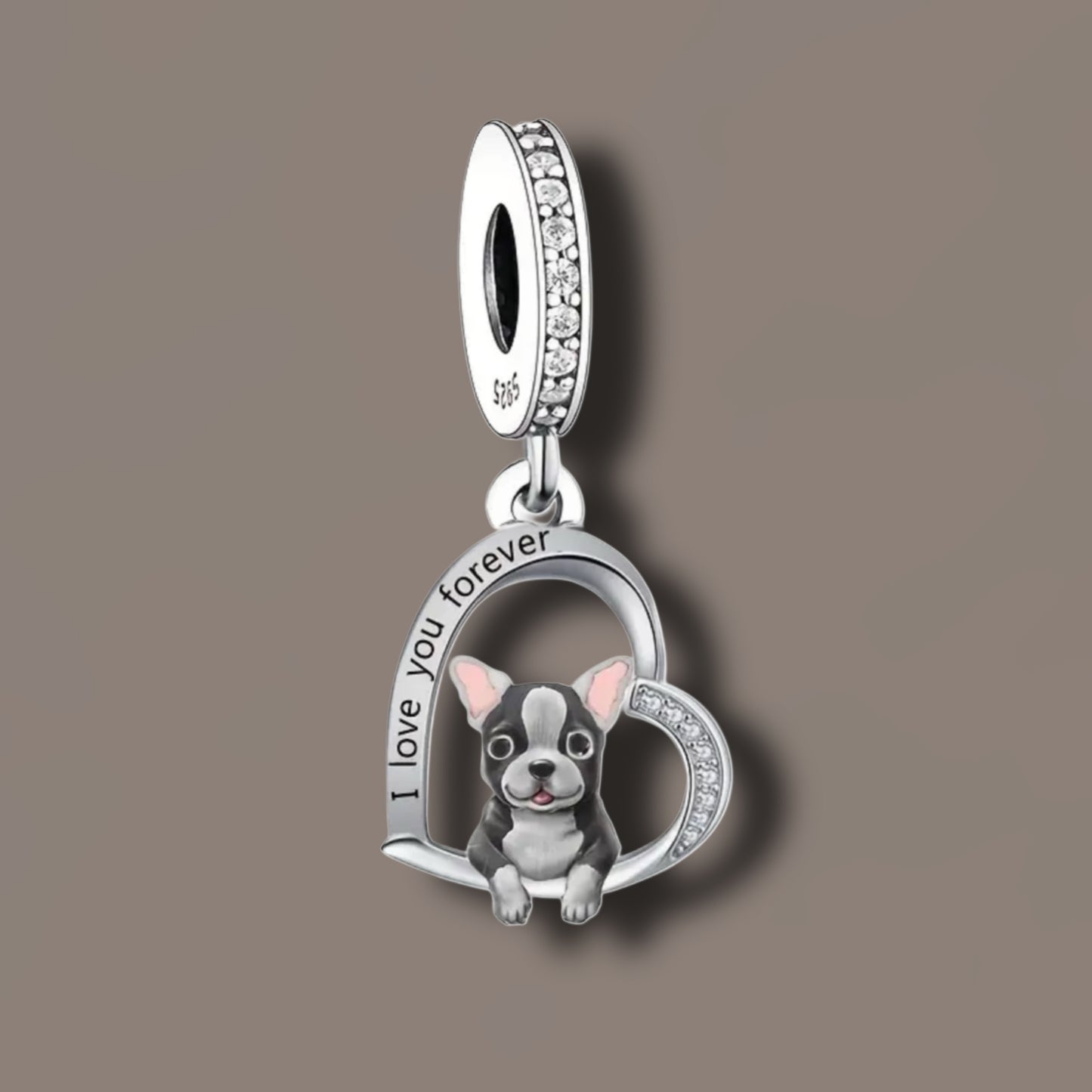 Charm Hund im Herz - 925 Sterling Silber // C8