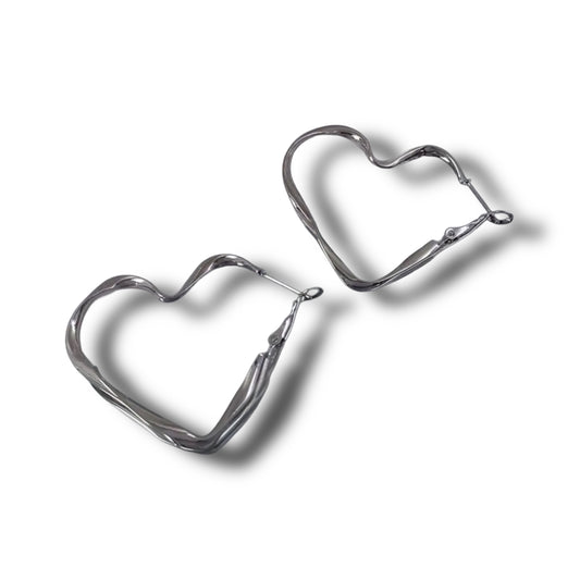 Ohrringe Herz-Creolen Silber // O24