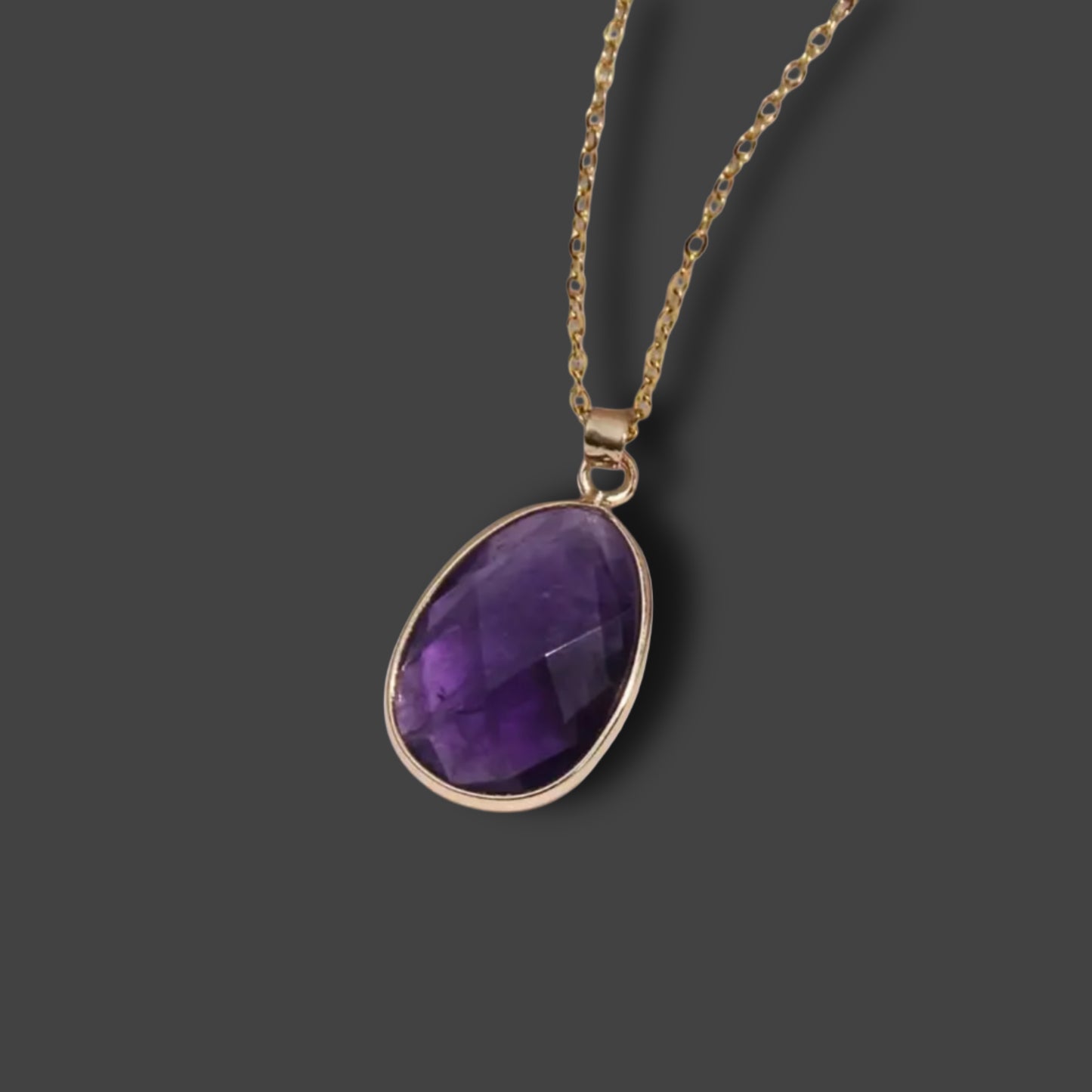 Amethyst Vintage Boho Naturstein-Anhänger-Kette // H9