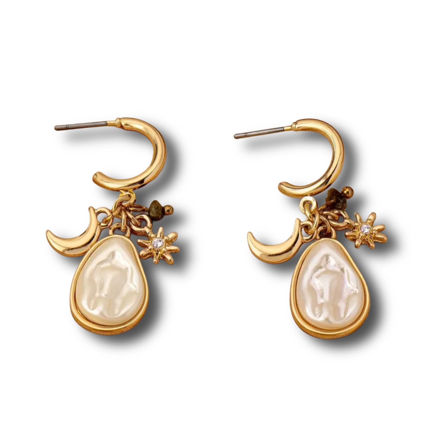 Elegant vergoldete Mond & Stern Ohrringe // O23