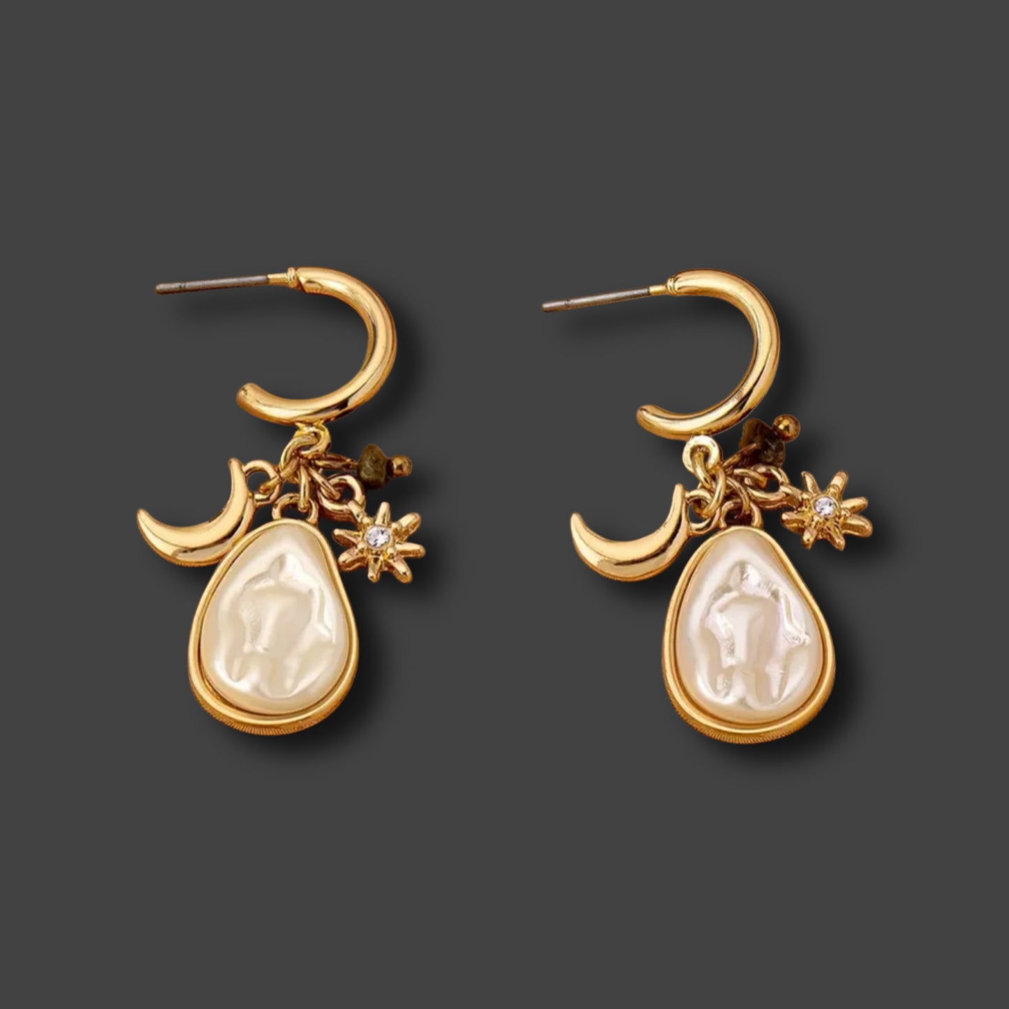 Elegant vergoldete Mond & Stern Ohrringe // O23