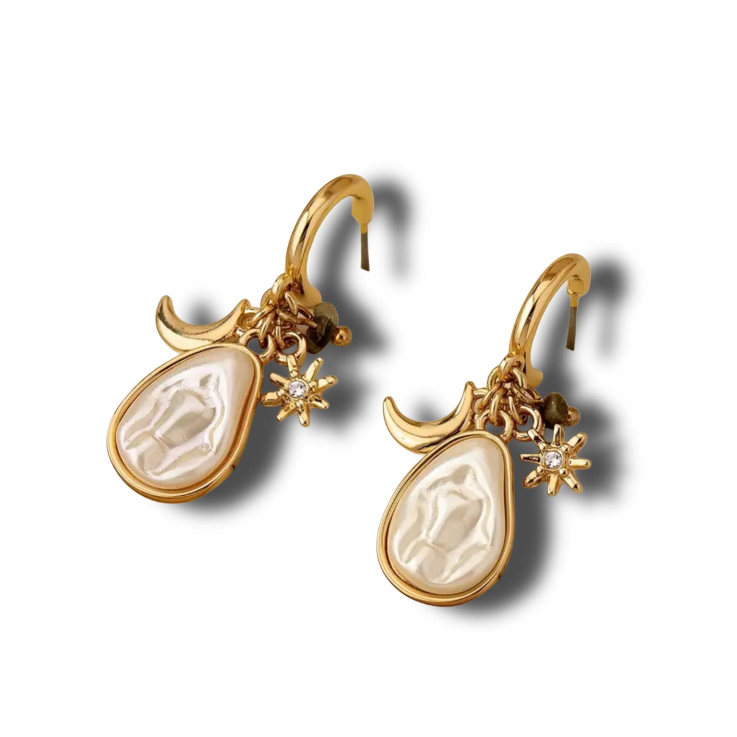 Elegant vergoldete Mond & Stern Ohrringe // O23